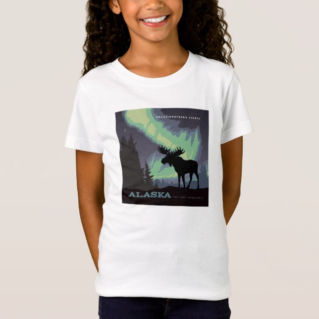 Camiseta Alaska | Moose de las luces del norte (Anverso)