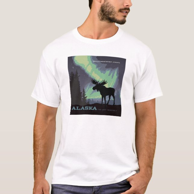 Camiseta Alaska | Moose de las luces del norte (Anverso)