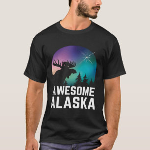 Camiseta Alaska Moose Northern Aurora Borealis Luces Alask