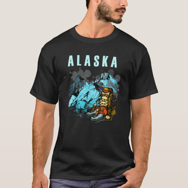 Camiseta Alaska Mountains and Hikers Tourism vacation outfi (Anverso)
