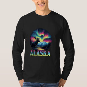 Camiseta Alaska Northern Lights Aurora Visualizando Alaska 