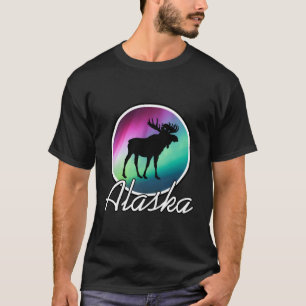 Camiseta Alaska Northern Lights T-Shirt Alaskan Moose Auror
