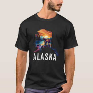 Camiseta Alaska: Oso animal Alaska Mapa de souvenirs vacaci