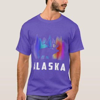 Camiseta Alaska Reindeer Moose Polar Lights Winterfeeling G