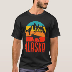 Camiseta Alaska Retro Sun Mountain Moose Alaska 1