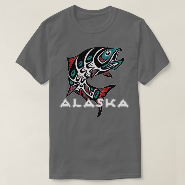 Camiseta Alaska Salmon Pescando indígenas nativos estadouni (Diseño del anverso)