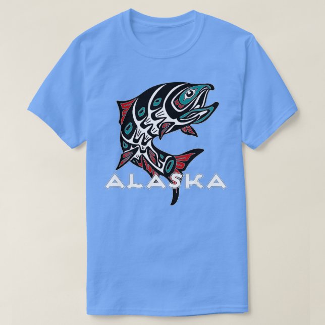 Camiseta Alaska Salmon Pescando indígenas nativos estadouni (Diseño del anverso)