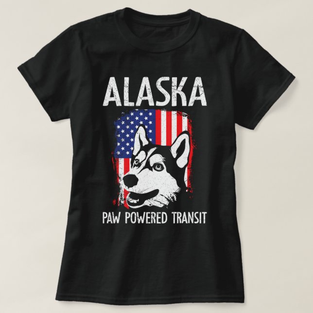 Camiseta Alaska Siberian Husky Paw impulsó a los Estados Un (Diseño del anverso)