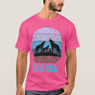 Camiseta Alaska Wolves Howling Dolor Azul helado