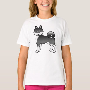 Camiseta Alaskan Klee Kai blanco y negro perro de dibujos a