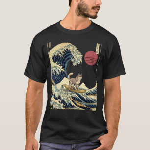 Camiseta Alaskan Klee Kai Kanagawa Ola de Surf Japonés