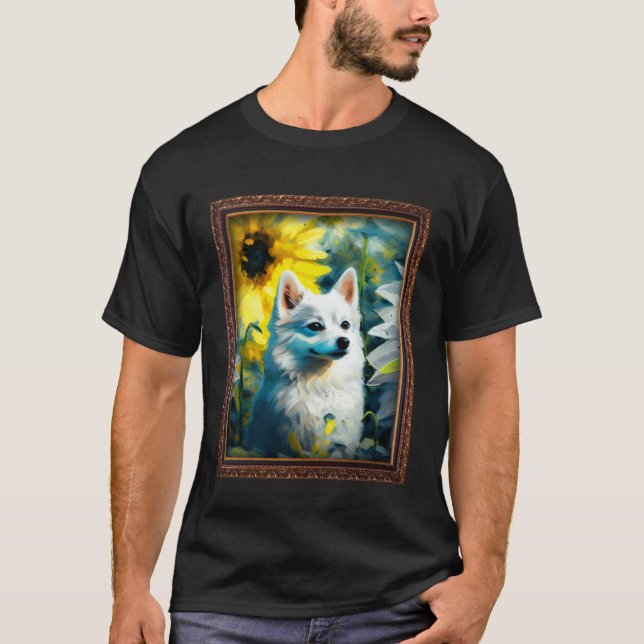 Camiseta Alaskan Klee Kai Painting Sunflower Flower Mom Wom (Anverso)