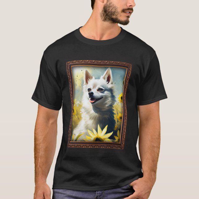 Camiseta Alaskan Klee Kai Pintando Flor De Girasol Madre (Anverso)