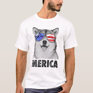Camiseta Alaskan Malamute 4 De Julio Bandera Americana
