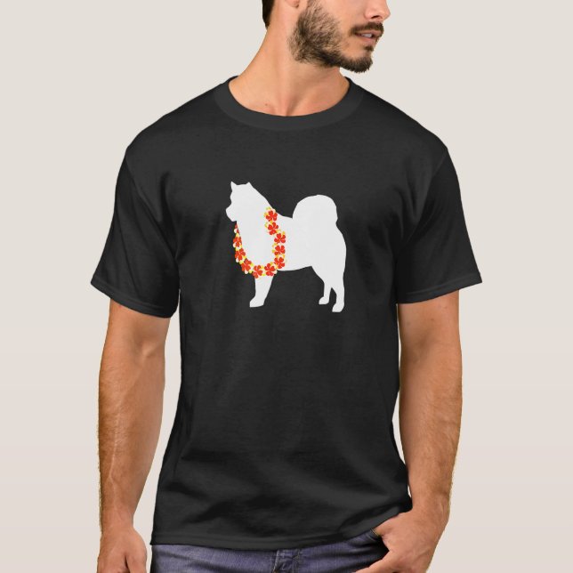 Camiseta Alaskan Malamute Aloha Perro Lei Hawaiano (Anverso)