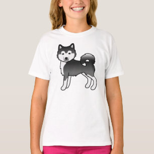 Camiseta Alaskan Malamute blanco y negro perro de dibujos a