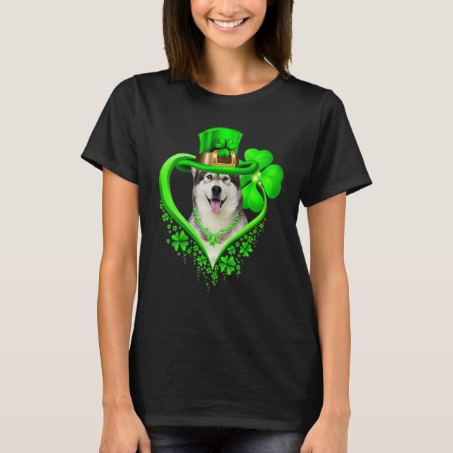 Camiseta Alaskan Malamute Dog St Patricks Day Lover Irish S (Anverso)