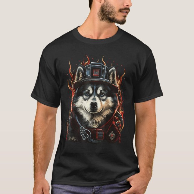 Camiseta Alaskan Malamute Fireman on Firefighter Alaskan Ma (Anverso)