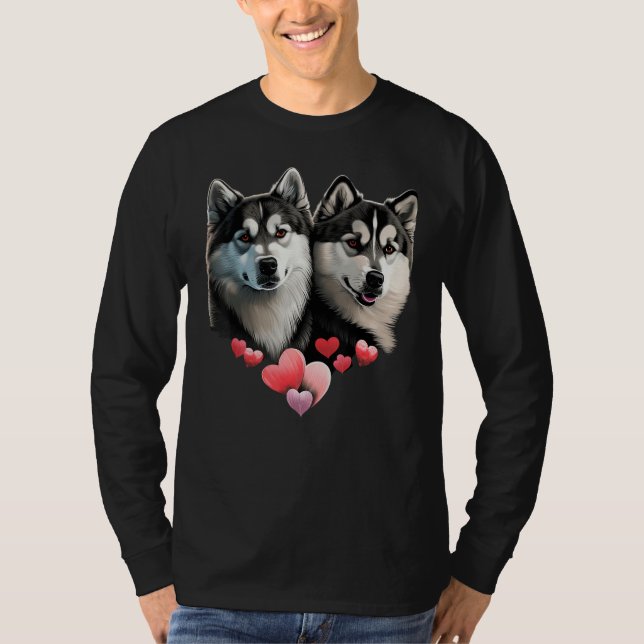 Camiseta Alaskan Malamute Love Heart on Alaskan Malamute   (Anverso)