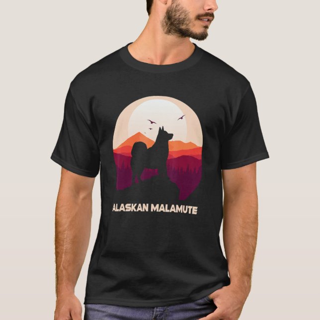Camiseta Alaskan Malamute Moon and Halloween 1 (Anverso)