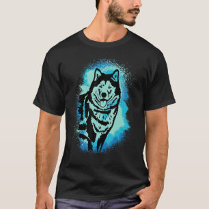 Camiseta Alaskan Malamute Paint Blue Design Dog Mom Dad_1