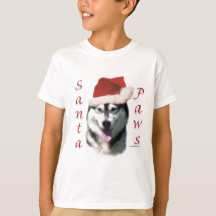 Camiseta Alaskan Malamute Santa Paws