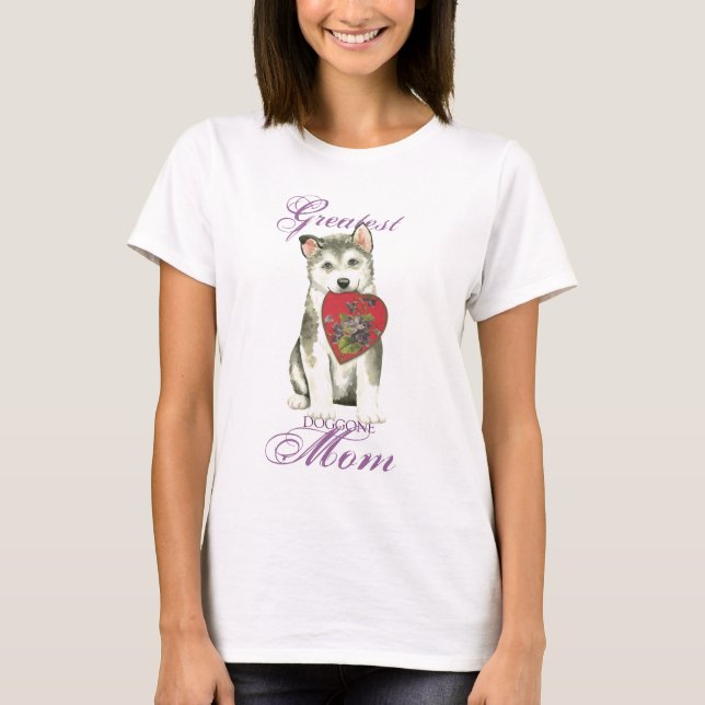 Camiseta Alaskan Malemute Heart Mom (Anverso)