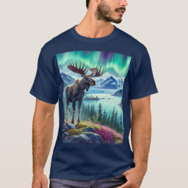 Camiseta Alaskan Moose Northern Lights Mens T-Shirt