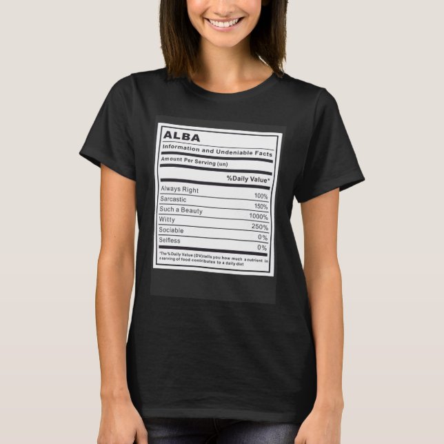 Camiseta Alba Information and Undeniable Facts (Anverso)