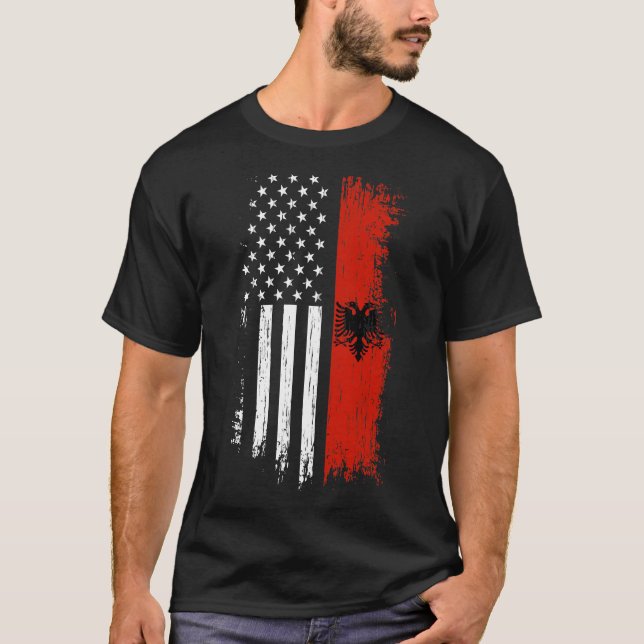 Camiseta Albania Bandera Americana (Anverso)
