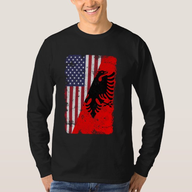 Camiseta Albania Bandera Americana Albanesa Orgullo Rota Vi (Anverso)