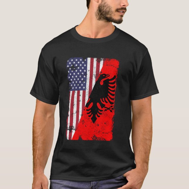 Camiseta Albania Bandera Americana Albanesa Orgullo Rota Vi (Anverso)