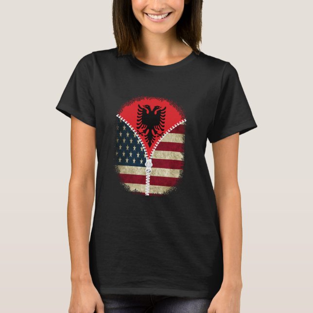 Camiseta Albania Bandera Americana de los Estados Unidos -  (Anverso)