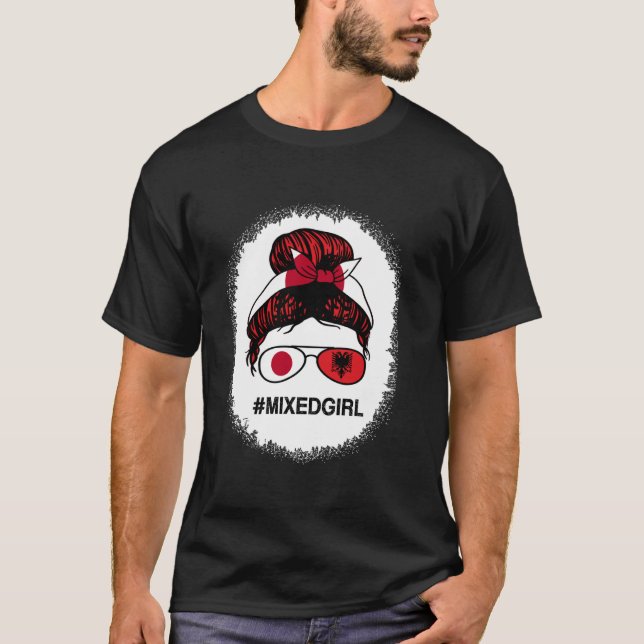 Camiseta Albania Bandera Japonesa Albanesa Japonesa Messy B (Anverso)