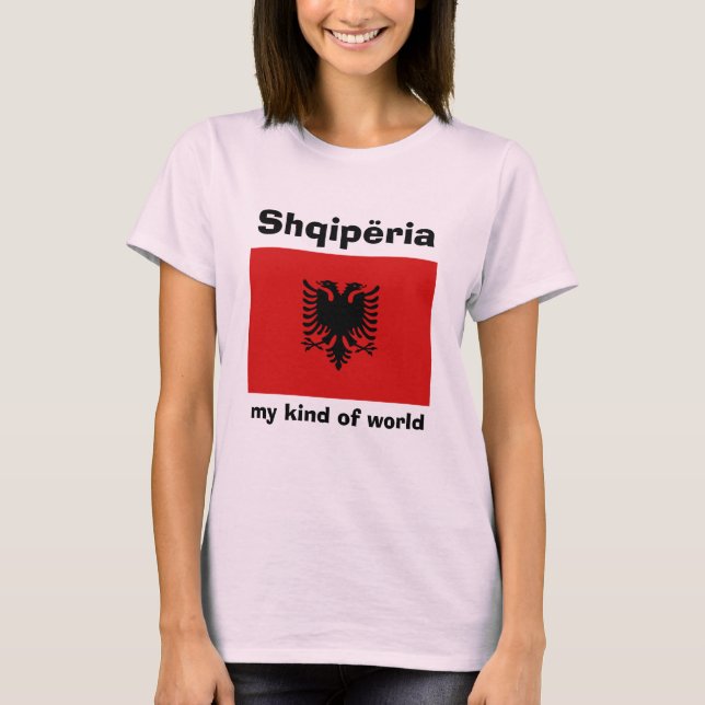 Camiseta Albania Bandera + Mapa + Texto (Anverso)