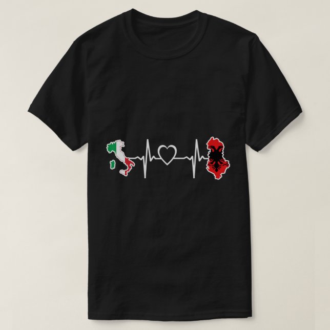 Camiseta Albania Italia latido Bandera italiana albanesa T- (Diseño del anverso)