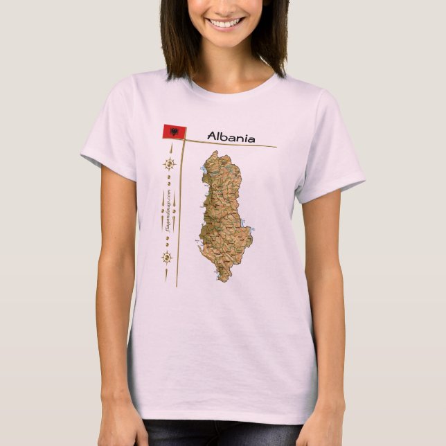 Camiseta Albania Mapa + Bandera + Título (Anverso)