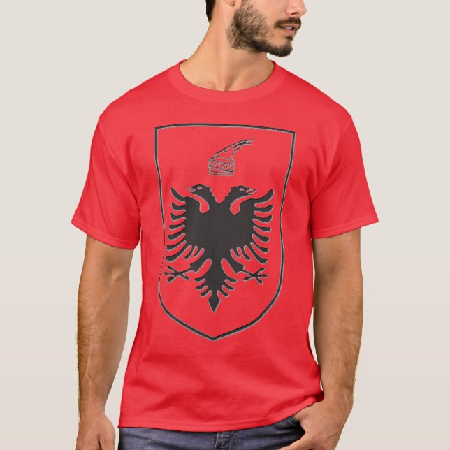 Camiseta Albania State emblema Black Steel (Anverso)