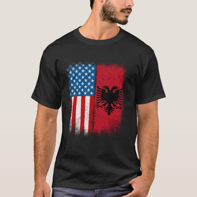 Camiseta Albanian American Flag Albania Flamuri Shqiptar Sh (Anverso)