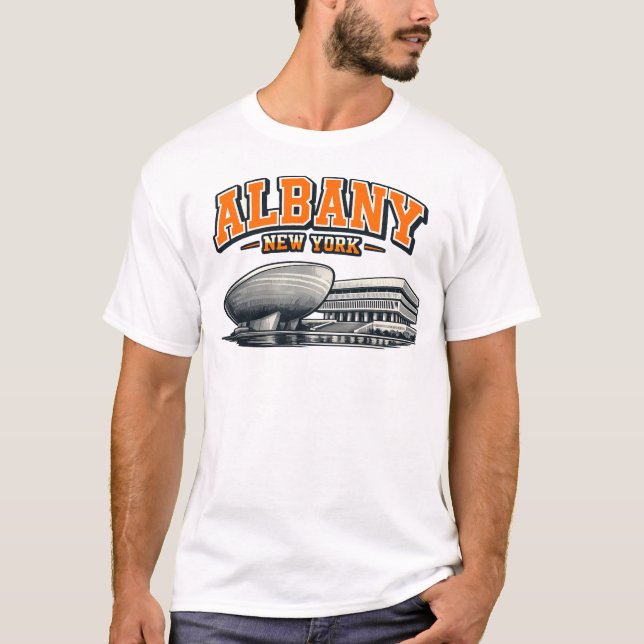Camiseta Albany, NY The Egg Diseño Retro Colegial (Anverso)