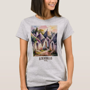 Camiseta Alberobello Italia Trulli Acuarela Texto Personali