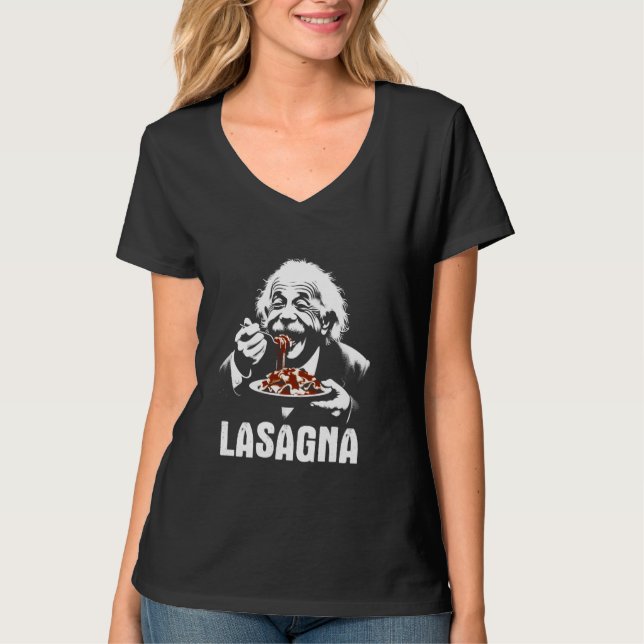 Camiseta Albert Eating Lasagna - Gráfica divertida Lasagna (Anverso)