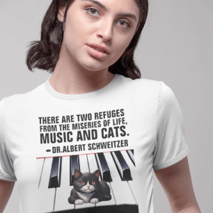 CAMISETA ALBERT SCHWEITZER CAT CITA MÚSICA Y GATOS