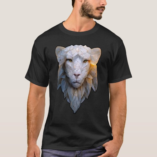 Camiseta Albino Lion Vector of Stoic Ethereal Leo with Feat (Anverso)