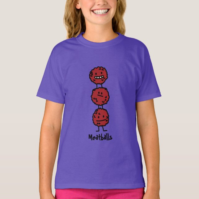 Camiseta Albóndigas apiladas feliz encima de uno a (Anverso)