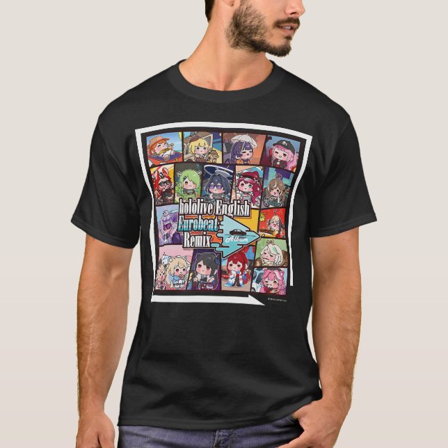 Camiseta Álbum de remix de Eurobeat en inglés Hololivo (Anverso)