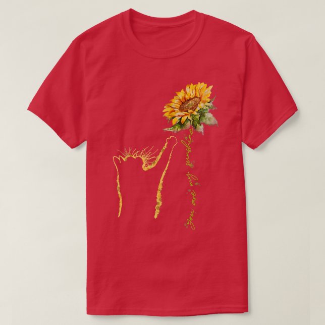 Camiseta Alcance De Gato Cuadro Para Un Girasol  (Diseño del anverso)