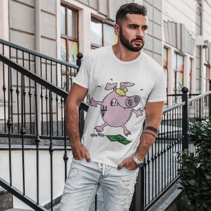 Camiseta Alcancía de cerdo rosa enojada divertida cerdo est