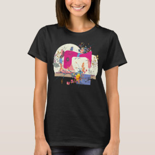 Camiseta Alcantarillado Seamstress Floral Sewter Machine Se