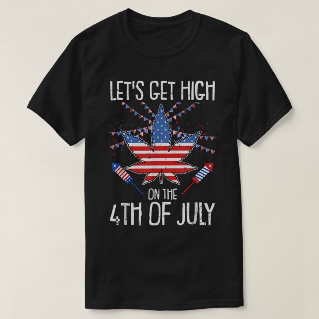 Camiseta Alcanzemos El 4 De Julio Weed American Flag Pot (Diseño del anverso)